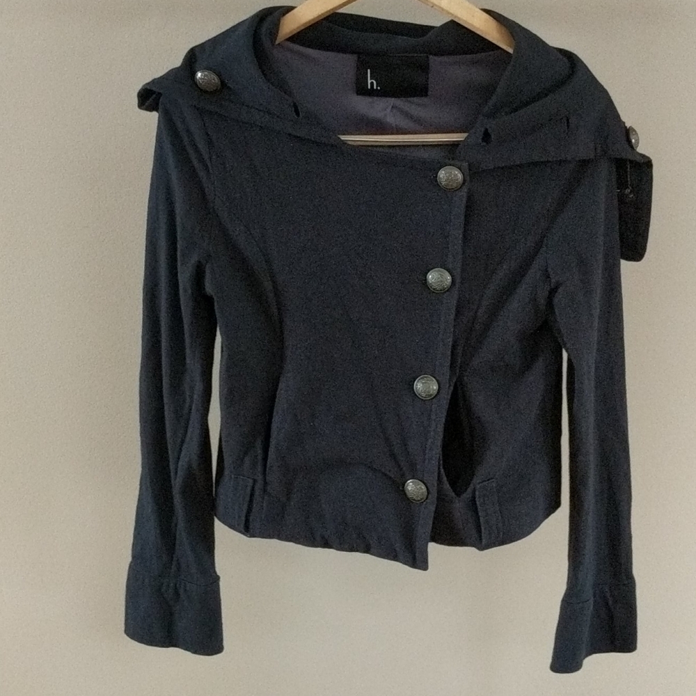 h. Long Sleeve Asymmetrical Button Jacket